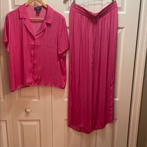 Elegant Pink Women's Rachel ray pants suit length blouse 24 pit to pit 20